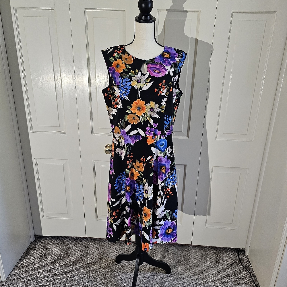 London Times Floral A-Line Dress